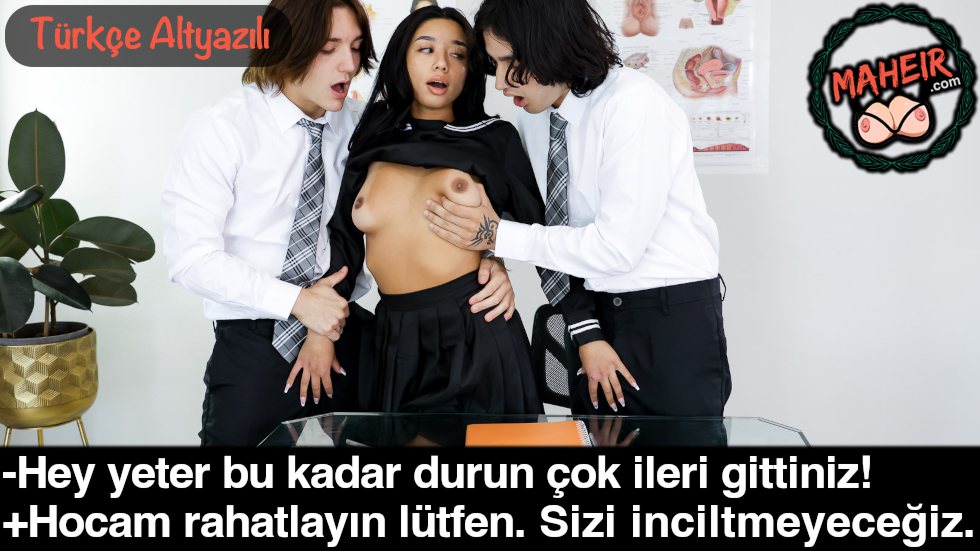 Liseli Gençler Eve Gelen Asyalı Özel Öğretmeni Araya Aldı